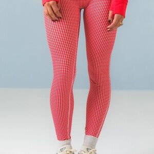 Acta Red Pink Houndstooth Leggings FREE SHIPPING